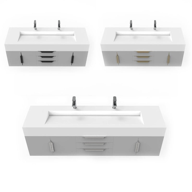 Kern 72" Grey Vanity Set with ( White / Grey / Black ) Top