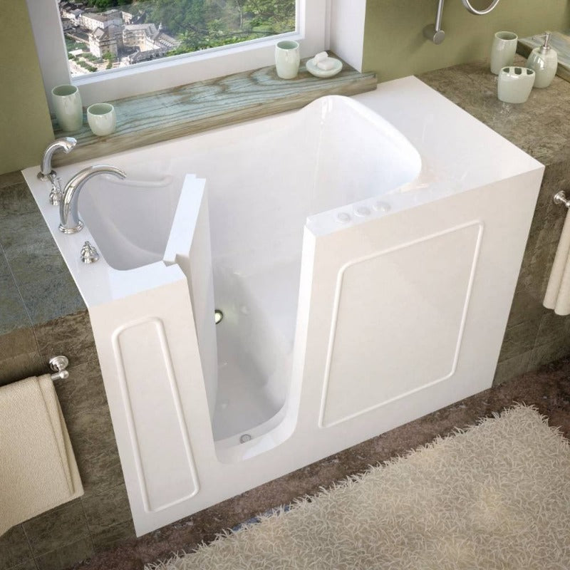 MediTub Walk-In 26 x 53 Left Drain White Soaking Walk-In Bathtub - 2653LWS