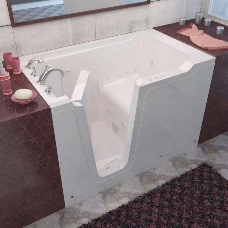 MediTub - 3660 Series Walk-In 36 x 60 Left Drain White Whirlpool & Air Jetted Walk-In Bathtub