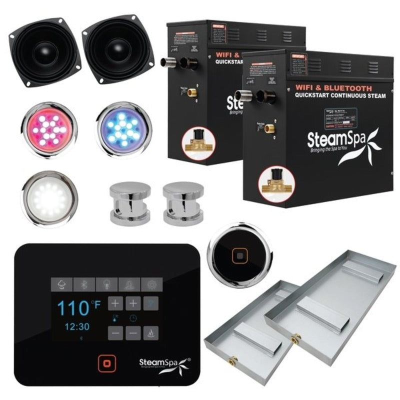 Steamspa Wifi and Bluetooth 15kW Steam Bath Generator in Polished Chrome