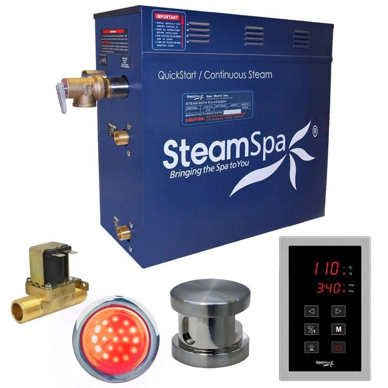 Indulgence 9 KW QuickStart Acu-Steam Bath Generator Package w/ Built-in Auto Drain in Brushed Nickel - SteamSpa INT900BN-A