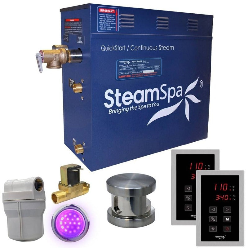 SteamSpa  Royal 7.5 KW QuickStart Acu-Steam Bath Generator Package w/ Built-in Auto Drain in Brushed Nickel - SteamSpa RYT750BN-A
