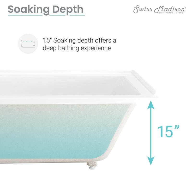 Swiss Madison Voltaire 48" X 32" Right-Hand Drain Alcove Bathtub