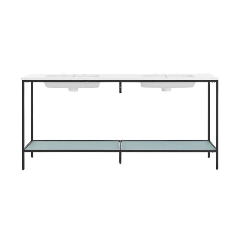 Swiss Madison Pierre 72 Double, Freestanding, Open Shelf, Matte Black Metal Frame Bathroom Vanity