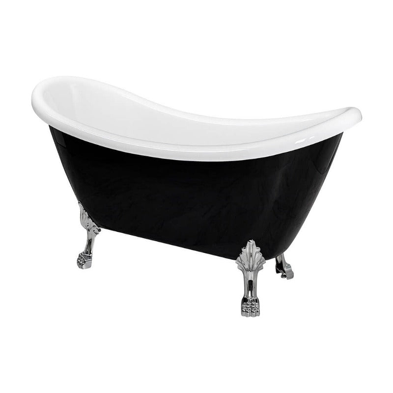 69" Black Clawfoot Acrylic Soaking Bathtub (Chrome / Brushed / White / Black / Gold Feet)