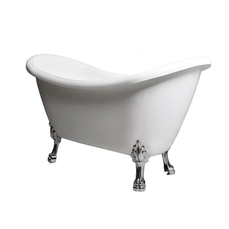59" White Clawfoot Acrylic Soaking Bathtub (Chrome / Brushed Nickel / White / Gold / Black Feet)