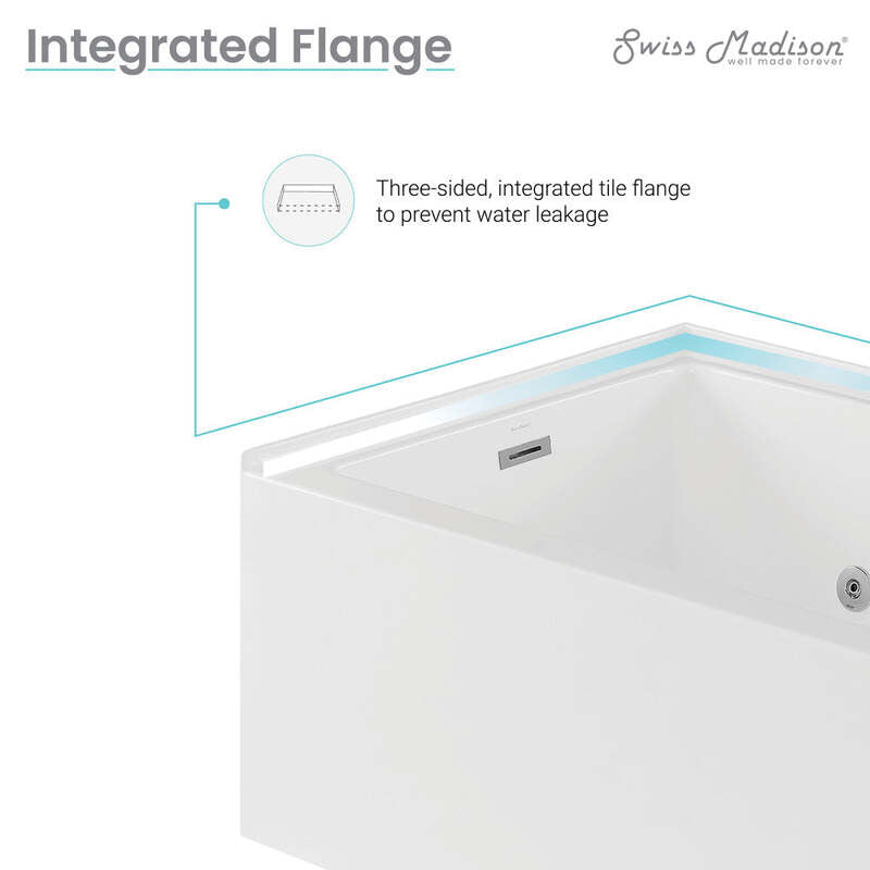 Swiss Madison Avancer 60" x 36" Right-Hand Drain Rectangular Alcove Whirlpool Bathtub with Apron