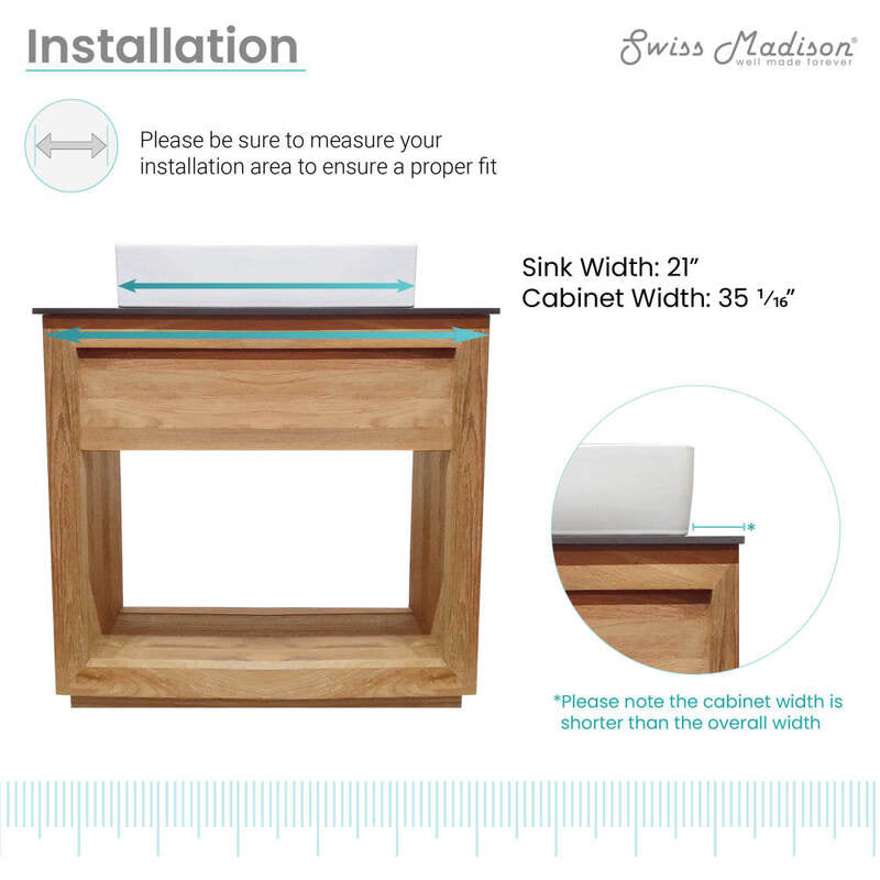 Swiss Madison Rennes 36" Reclaimed Wood Vanity in Natural Teak with Slate Countertop and Single Hole Vessel Sink