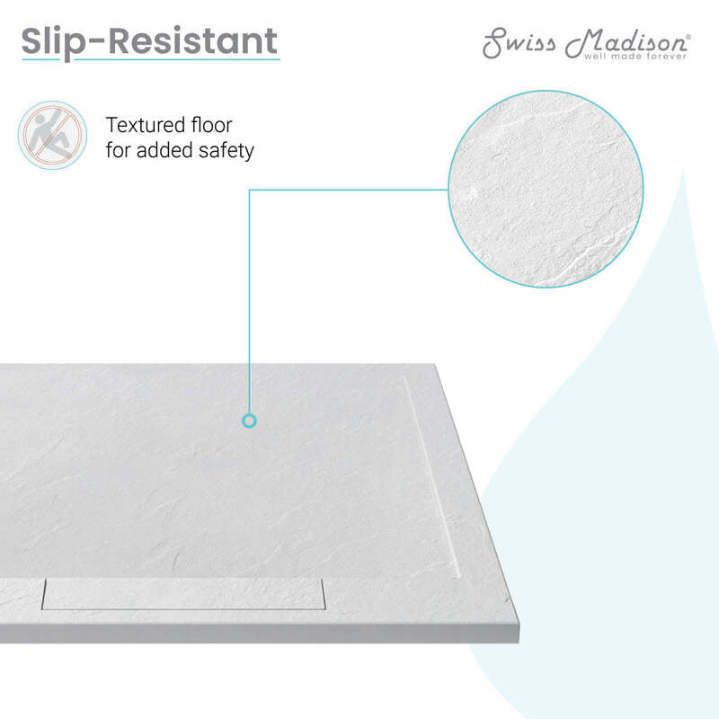 Swiss Madison Voltaire 60 x 30 Single-Threshold, Center Drain, Shower Base in Grey