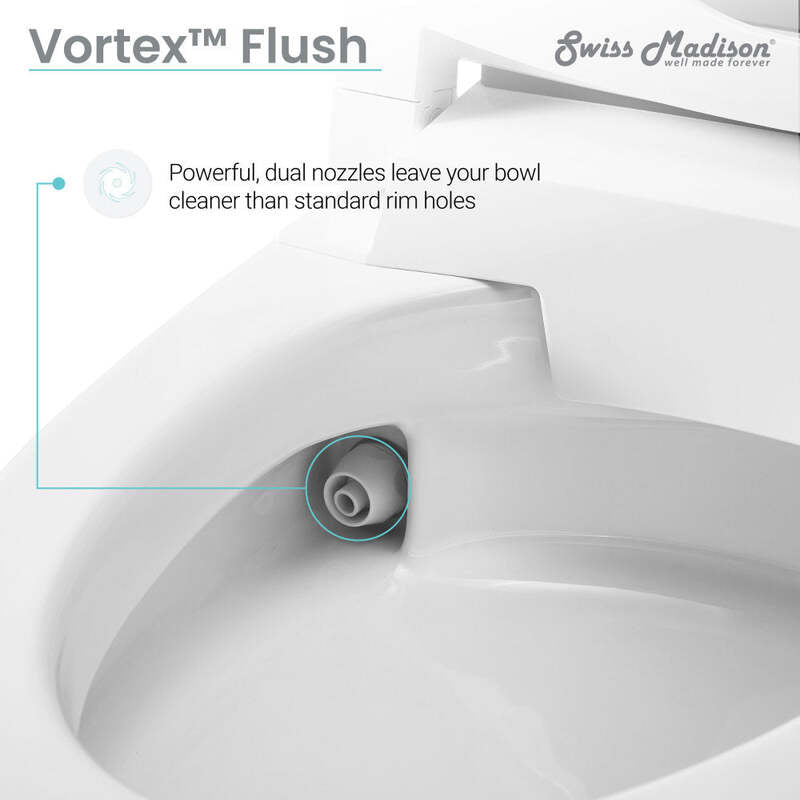 Swiss Madison Hugo Smart Tankless Elongated Toilet, Touchless Vortex™ Dual-Flush 1.1/1.6 gpf