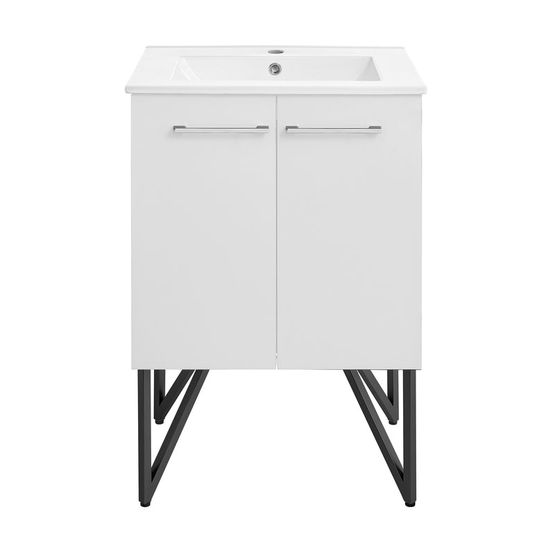 Swiss Madison Annecy 24 Single, Glossy White, Two Doors, Bathroom Vanity