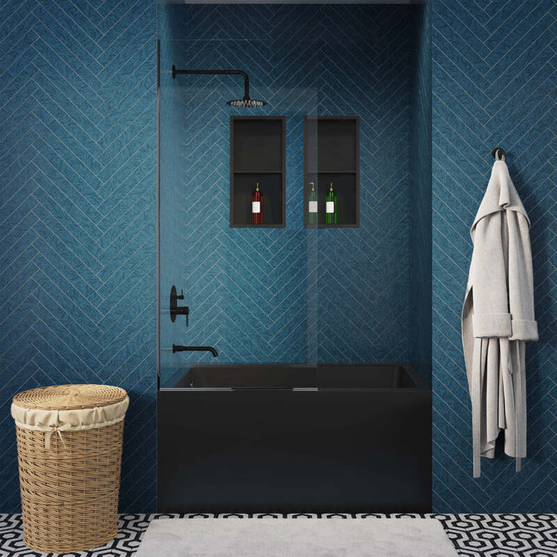 Swiss Madison Voltaire 48" X 32" Left-Hand Drain Alcove Bathtub with Apron in Matte Black