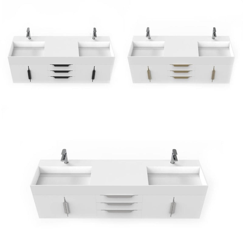 Arrowhead 72" White Vanity Set with ( White / Grey / Black )Top
