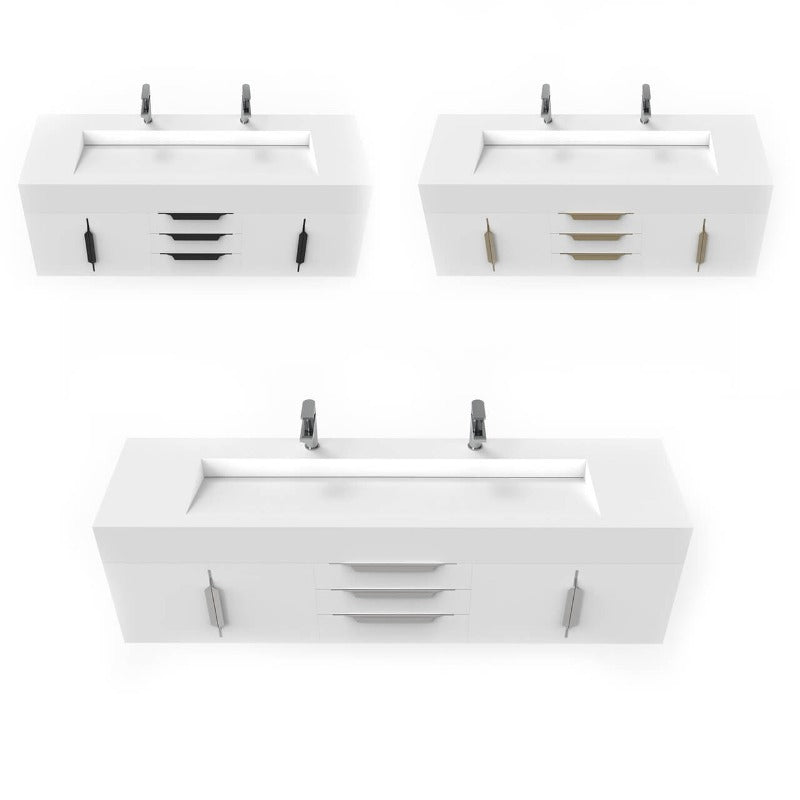 Kern 72" White Vanity Set with ( White / Grey / Black ) Top