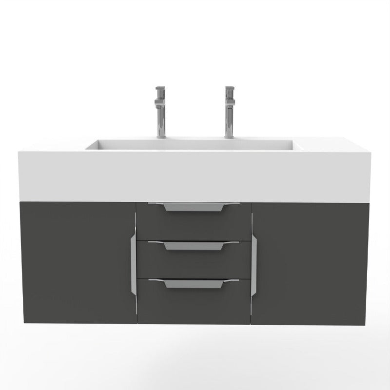 Kern 60" Black Vanity Set with ( White / Grey / Black )Top
