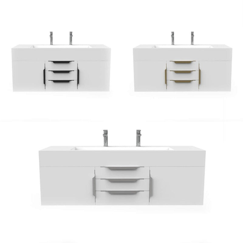 Kern 60" White Vanity Set with ( White / Grey / Black ) Top