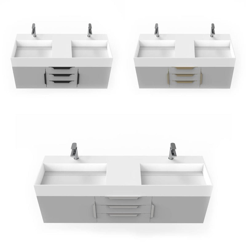 Arrowhead 60" Grey Vanity Set with ( White / Grey / Black )Top