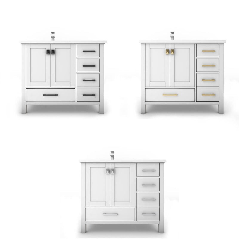 Ava 36" (White / Grey / Blue ) Vanity Set with White and Black Top