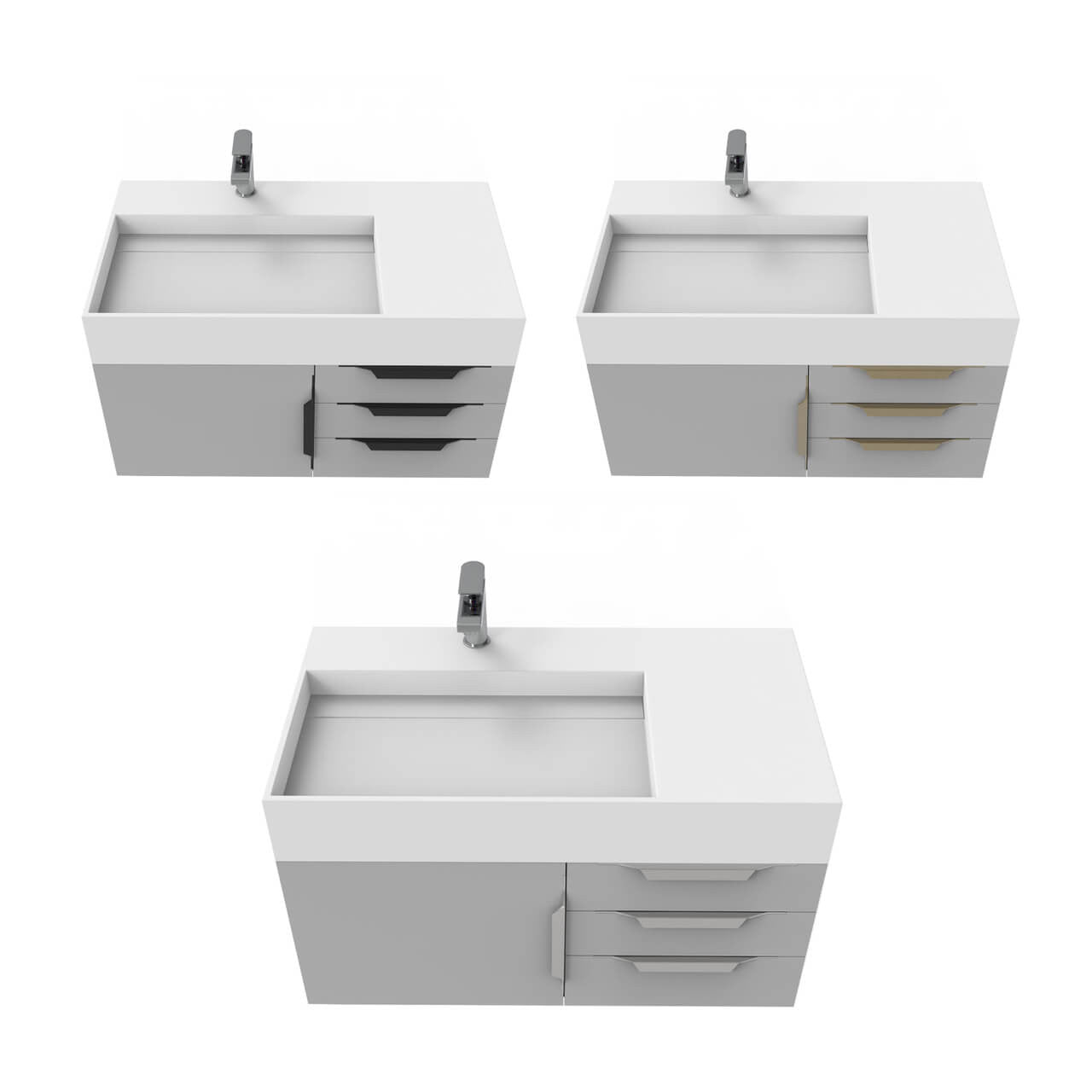 Arrowhead 36" Grey Vanity Set with ( White / Grey / Black ) Top