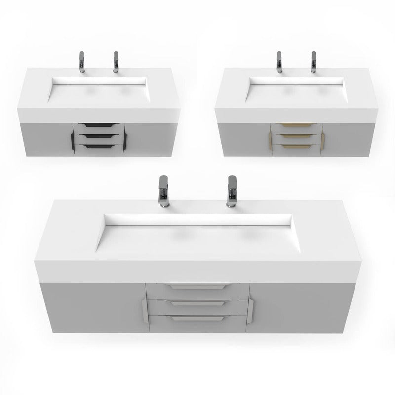 Kern 60" Grey Vanity Set with ( White /Grey / Black) Top