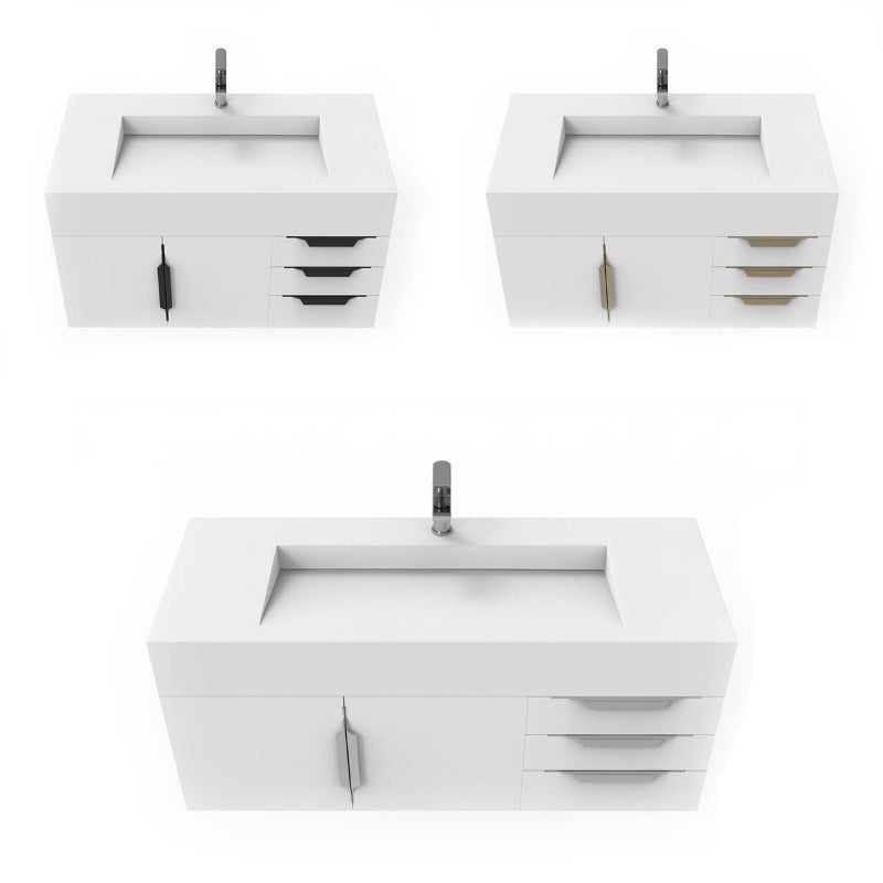 Kern 48" White Vanity Set with ( White / Grey / Black ) Top