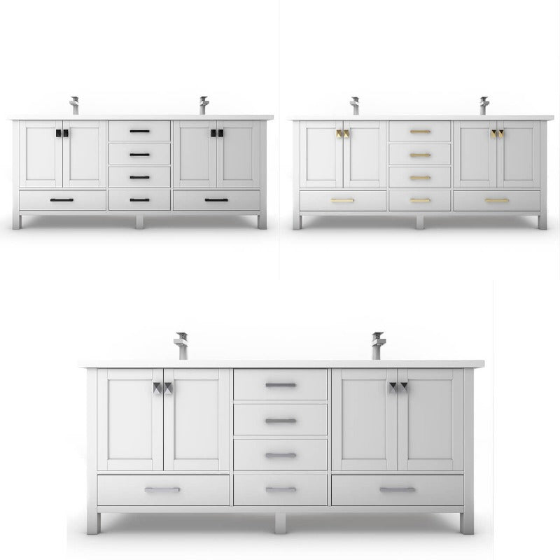 Ava 60" ( White / Grey / Black / Blue ) Vanity Set with White And BlackTop