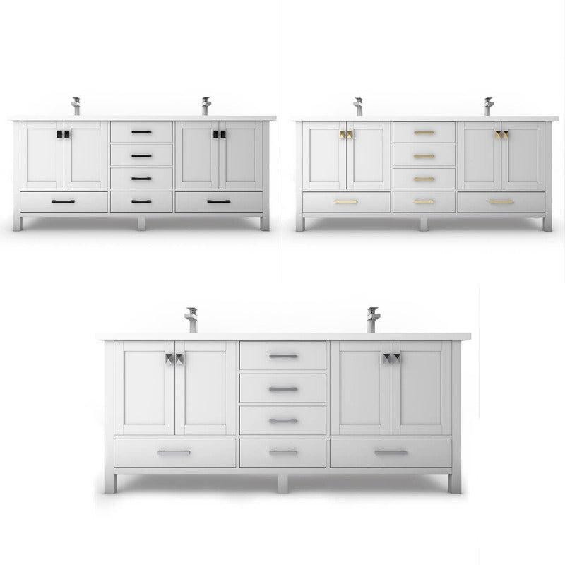 Ava 72" ( White / Grey / Blue ) Vanity Set with White And Black Top