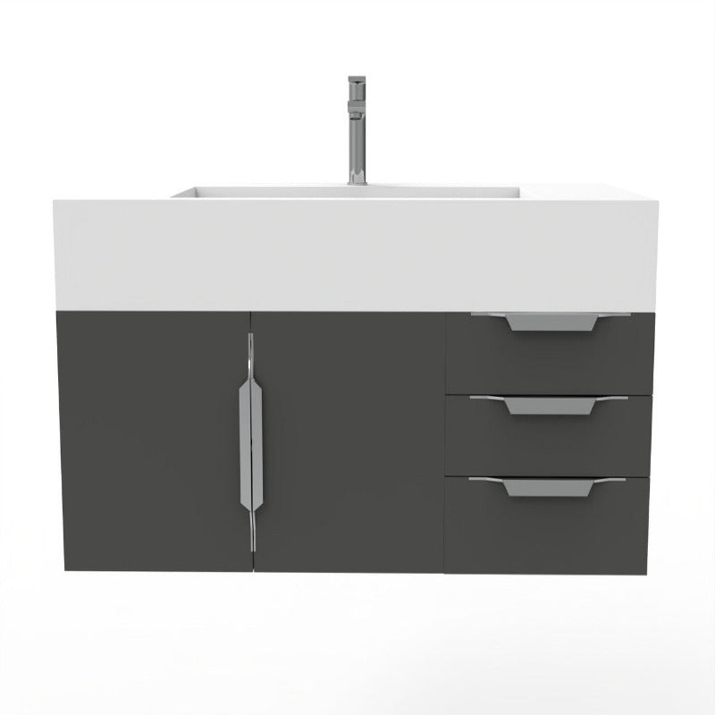 Kern 48" Black Vanity Set with ( White / Grey / Black ) Top