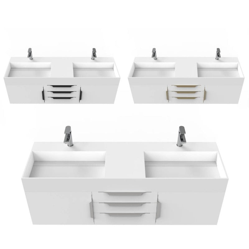 Arrowhead 60" White Vanity Set with ( White / Grey / Black ) Top