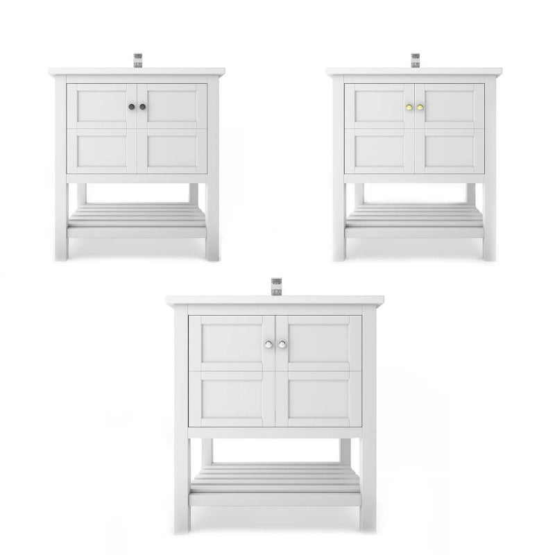 Gloria 30" (White / Grey ) Vanity Set With White And Black Top