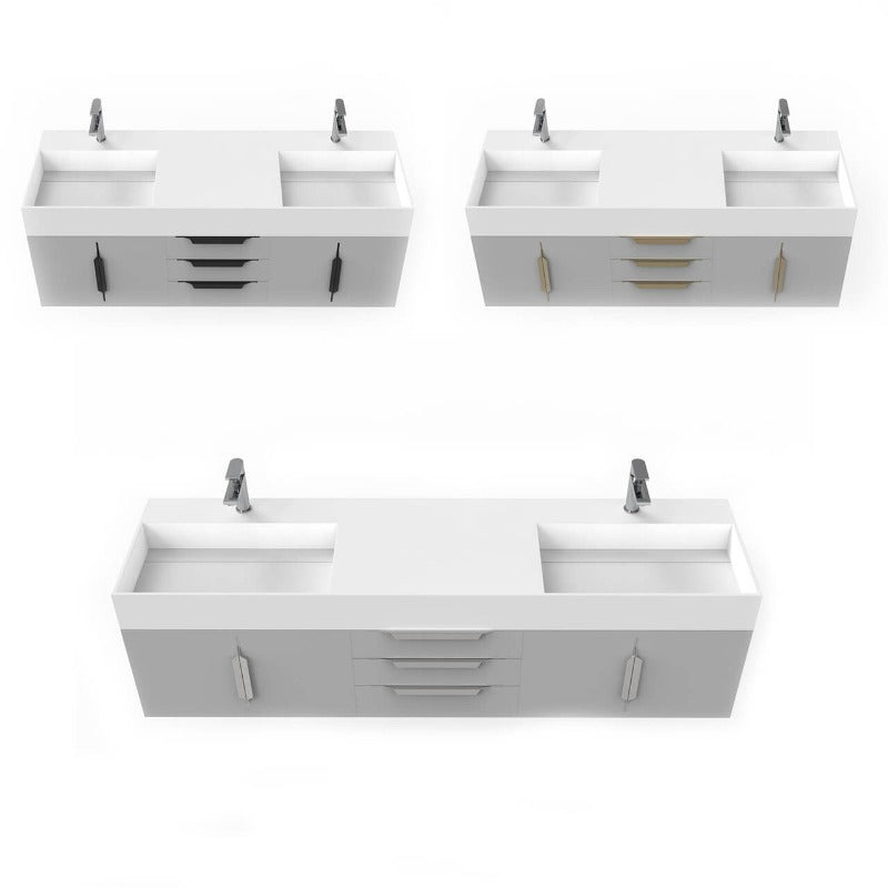 Arrowhead 72" Grey Vanity Set with ( White / Grey / Black ) Top