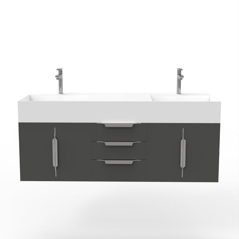 Arrowhead 72" Black Vanity Set with  ( White / Grey / Black )Top