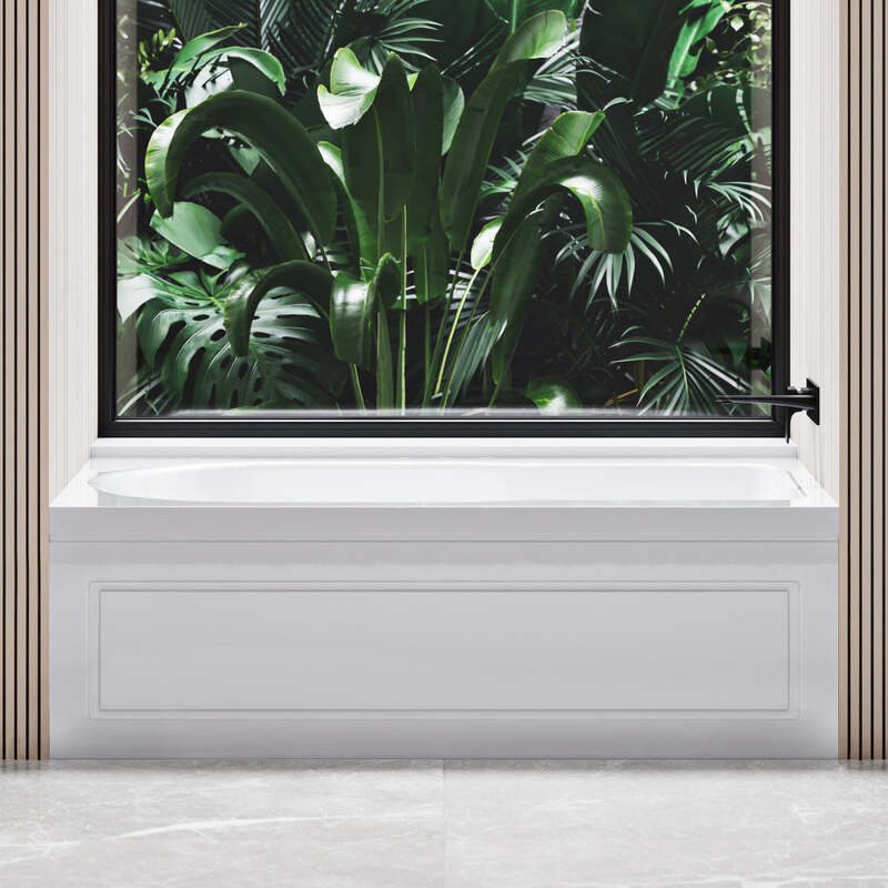 Swiss Madison Concorde 60 in. x 32 in. Acrylic Glossy White, Alcove, Integral, Right-Hand Drain, Apron Bathtub