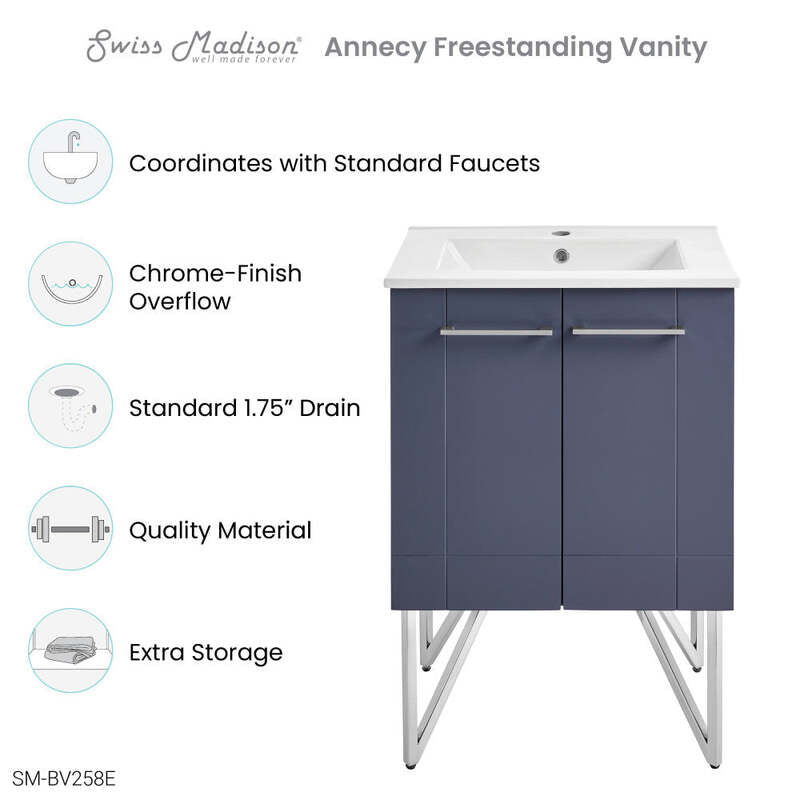 Swiss Madison Annecy 24" Bathroom Vanity in Cinder Purple