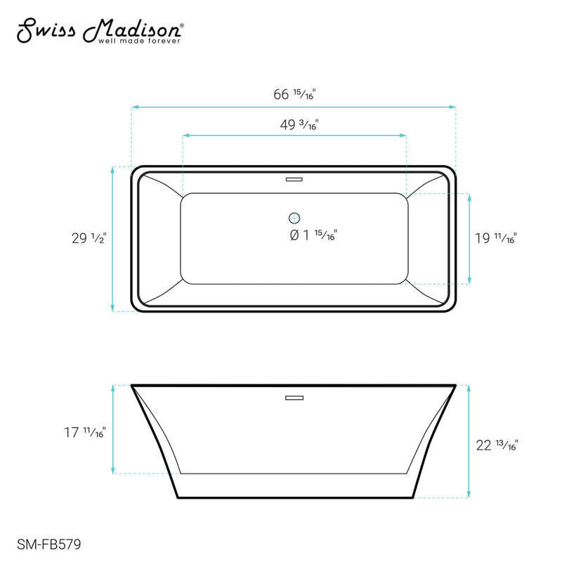 Swiss Madison St. Tropez 67" Freestanding Bathtub