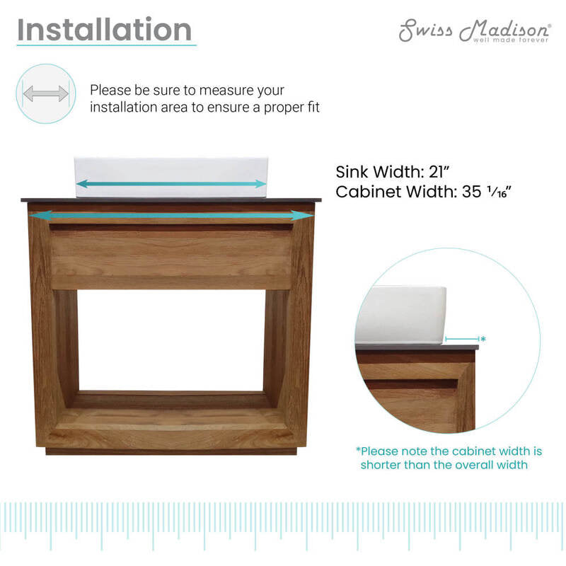 Swiss Madison Rennes 36" Reclaimed Wood Vanity in Walnut with Slate Countertop and Single Hole Vessel Sink