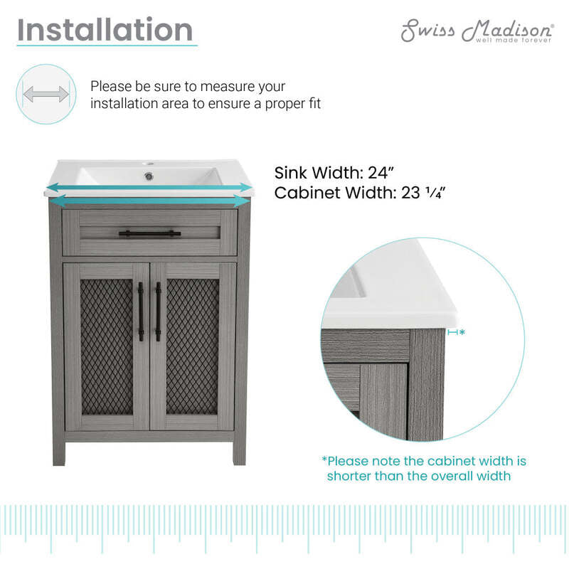 Swiss Madison Calice 24" Bathroom Vanity in Carbon Grey