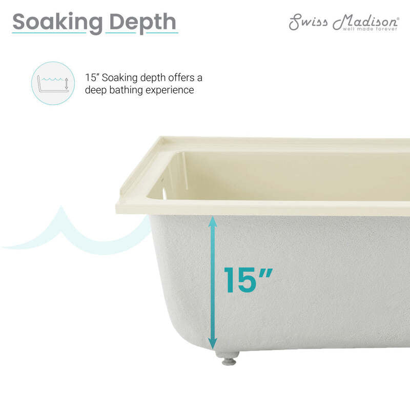 Swiss Madison Voltaire 48" X 32" Left-Hand Drain Alcove Bathtub in Bisque