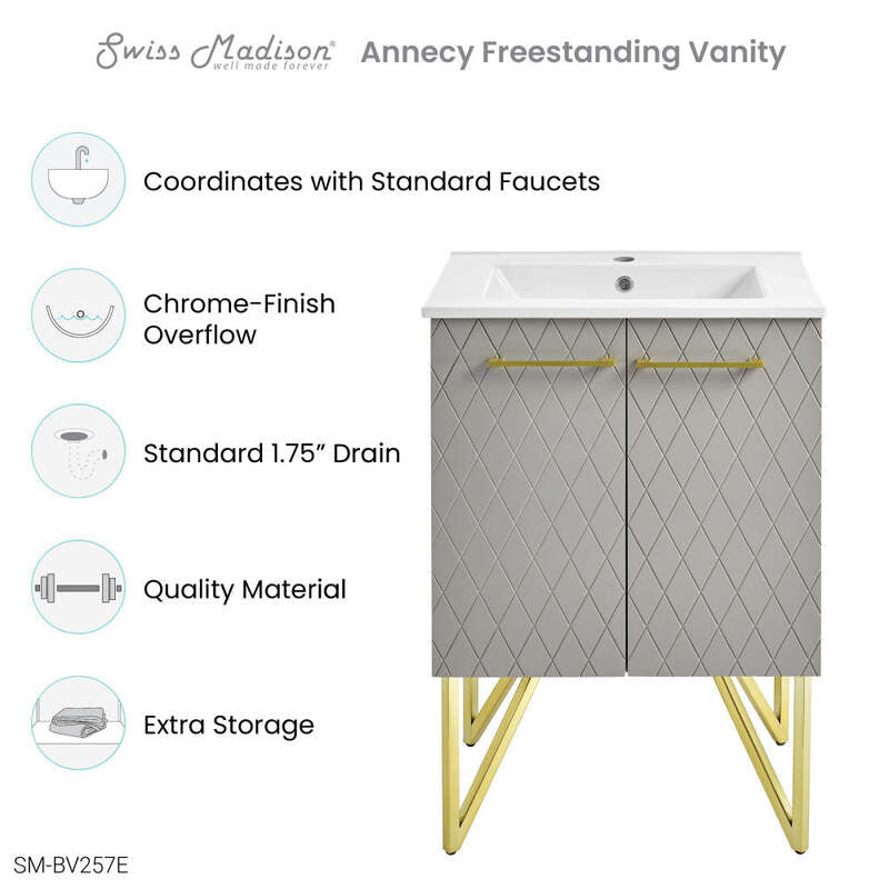 Swiss Madison Annecy 24" Bathroom Vanity in Diamond Grey