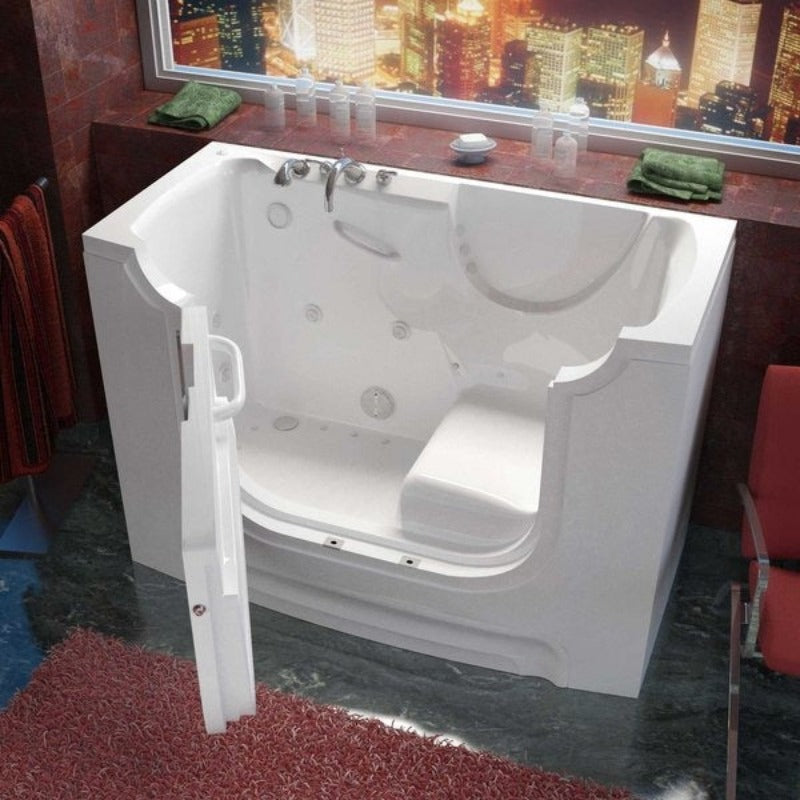 MediTub - 3060WCA Series Wheel Chair Accessible 30 x 60 Left Drain White Whirlpool & Air Jetted Wheelchair Accessible Bathtub