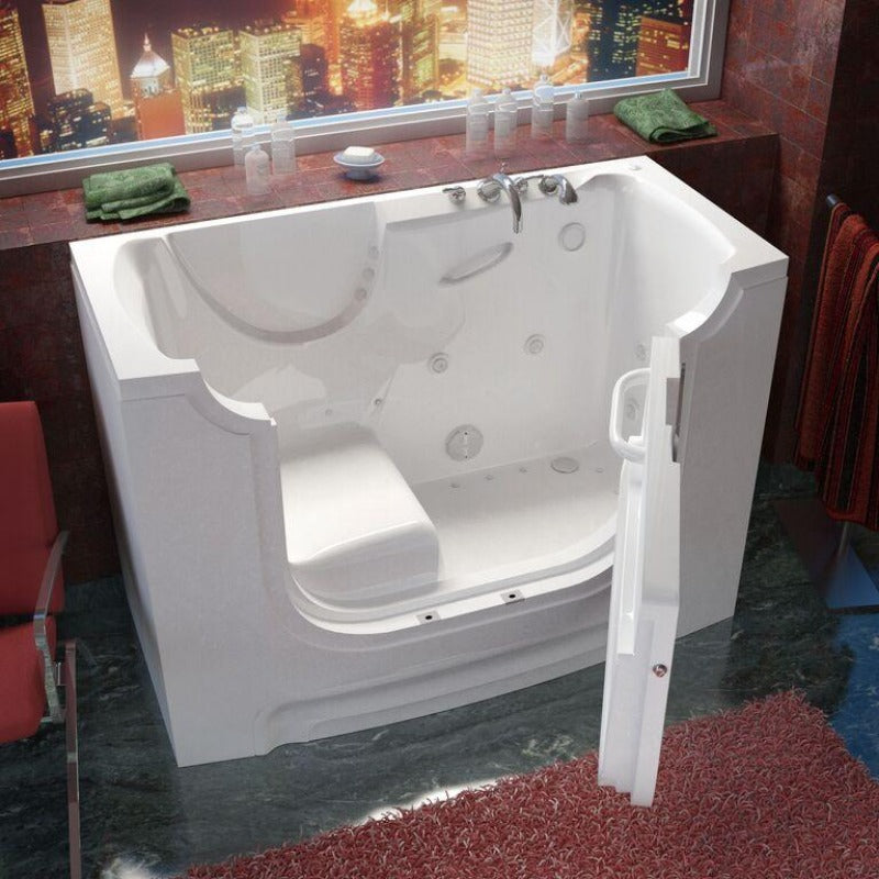MediTub - 3060WCA Series Wheel Chair Accessible 30 x 60 Right Drain White Whirlpool & Air Jetted Wheelchair Accessible Bathtub