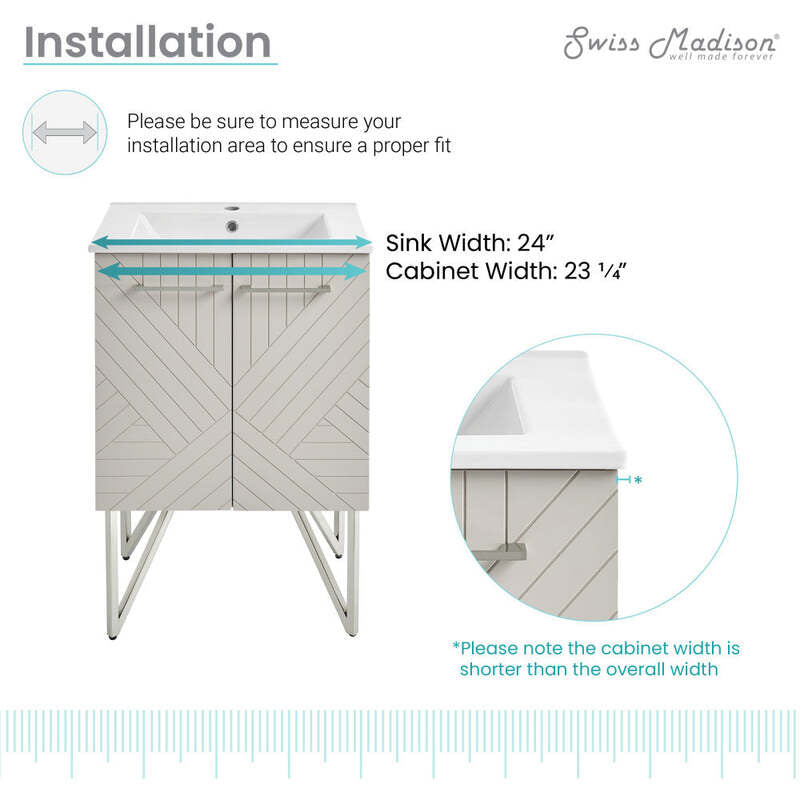 Swiss Madison Annecy 24" Bathroom Vanity in Mayhem Greige