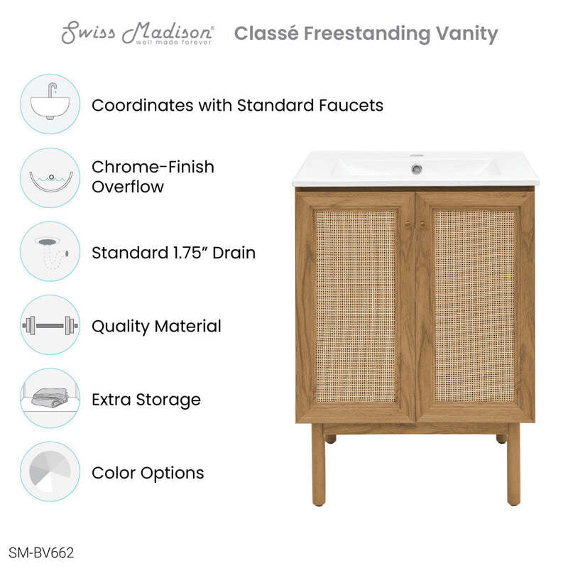 Swiss Madison Classe 24" Bathroom Vanity in Oak