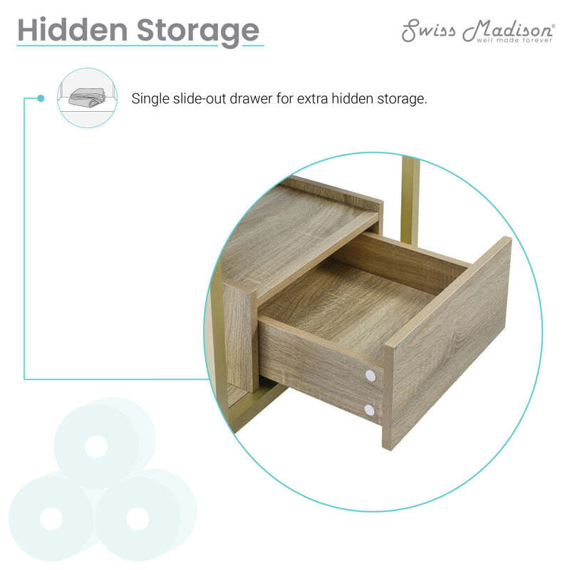 Swiss Madison Beau 24" Freestanding, Bathroom Vanity in Oak and Calacatta