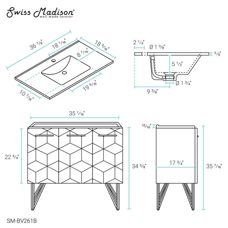 Swiss Madison Annecy 36" Bathroom Vanity in Phantom Black