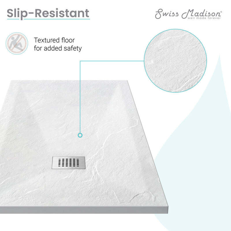Swiss Madison Terre P Series 60" x 36" Reversible Drain Shower Base