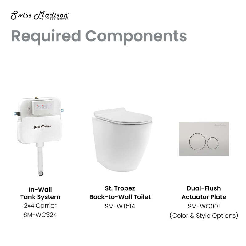 Swiss Madison St. Tropez Back to Wall Concealed Tank Toilet Bowl Bundle in Glossy White
