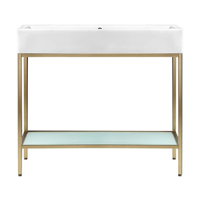 Swiss Madison Pierre 40 Single, Freestanding, Open Shelf, Gold Metal Frame Bathroom Vanity