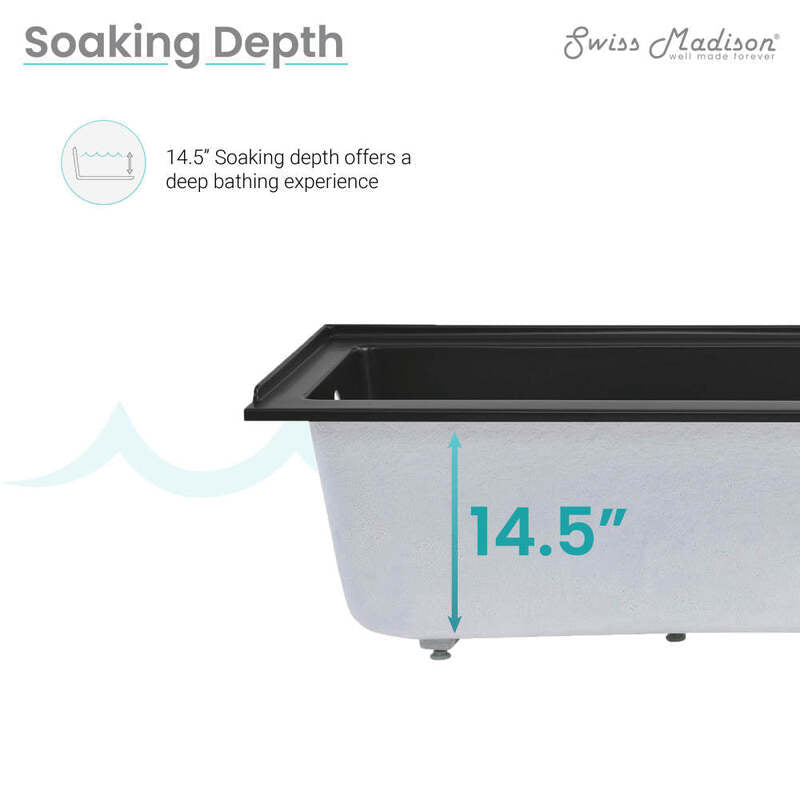 Swiss Madison Voltaire 60" X 30" Left-Hand Drain Alcove Bathtub in Matte Black