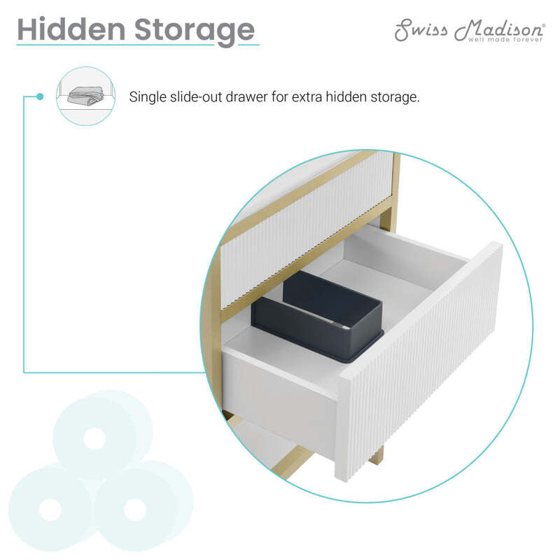 Swiss Madison Cache 24" Freestanding, Bathroom Vanity in White and Gold